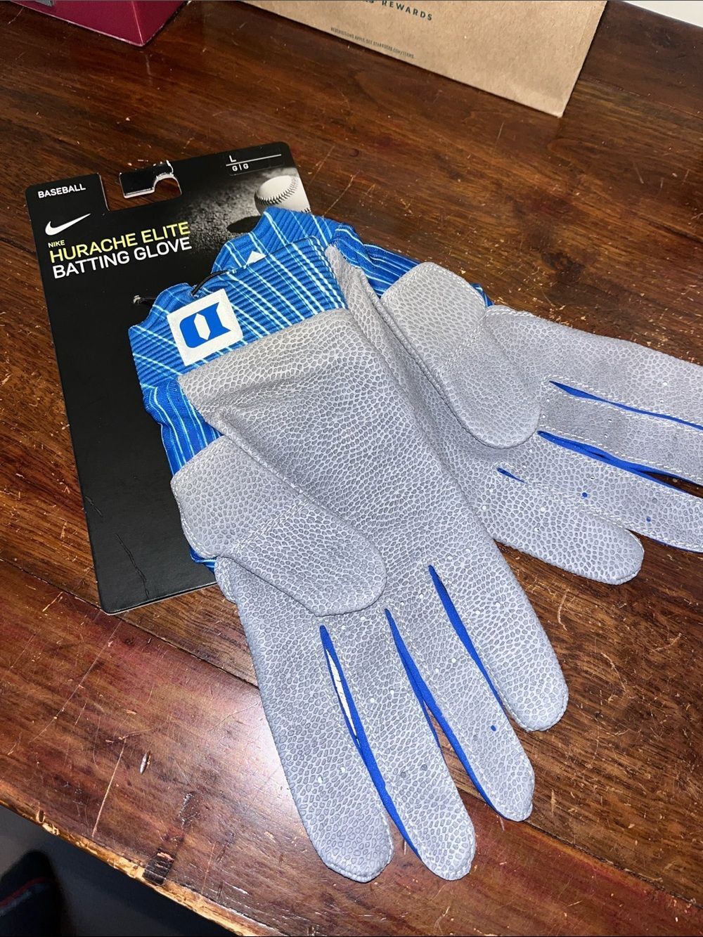 New Nike Gray Adult NCAA Duke Blue Devils Hurache Elite Batting Baseball Gloves
